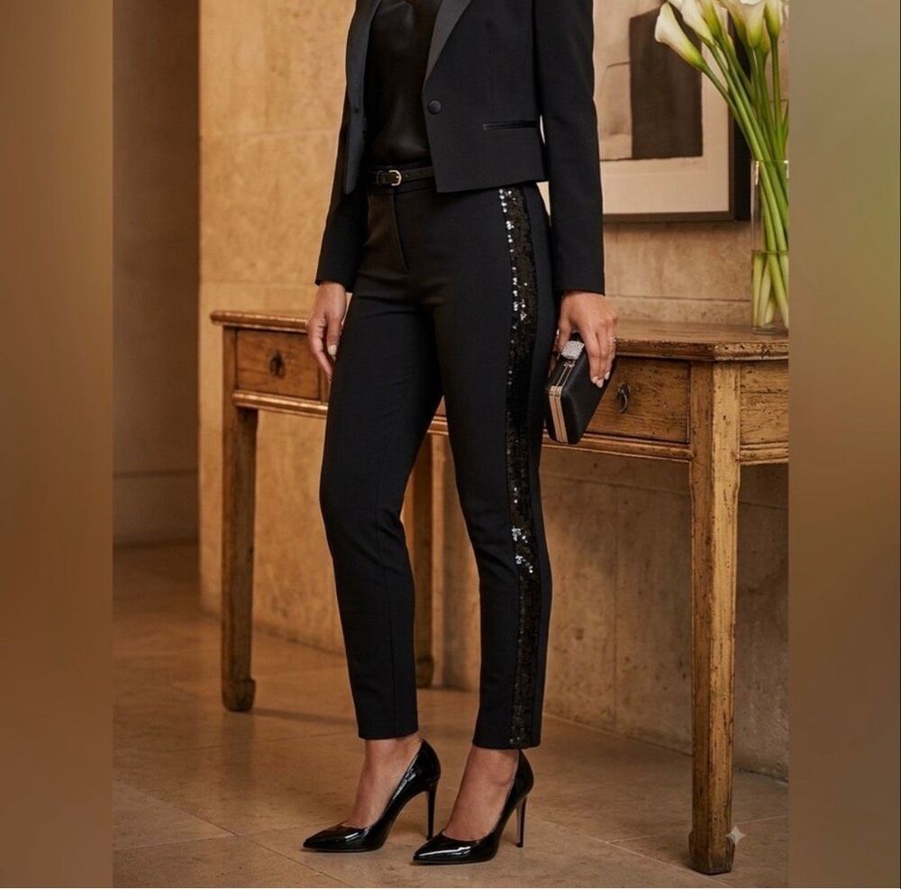 SPANX The Perfect Black Pant Sequin Side Stripe size XL